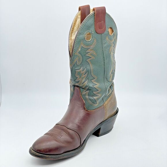 Double H Round Toe Boots Men’s 11.5 D Brown Green Cowboy Western Country